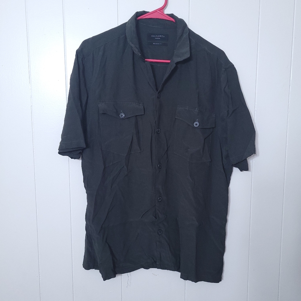 All Saints Dark Gray Casual Button Down Shirt
